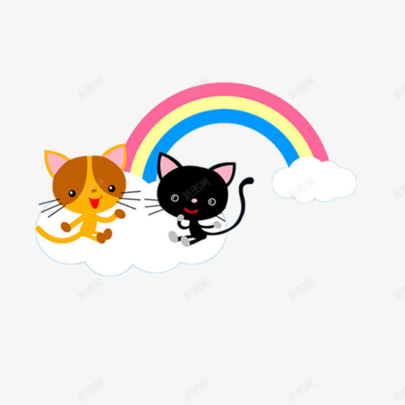 小猫和彩虹的psd免抠素材_新图网 https://ixintu.com 小猫 彩虹 白云 节日气氛 装饰图案
