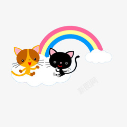 小猫和彩虹的素材