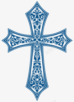 蓝色十字架十字架高清图片