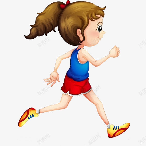 跑步的女孩png免抠素材_新图网 https://ixintu.com 卡通 小女孩 手绘 漂亮的 简笔 红色的 运动衣