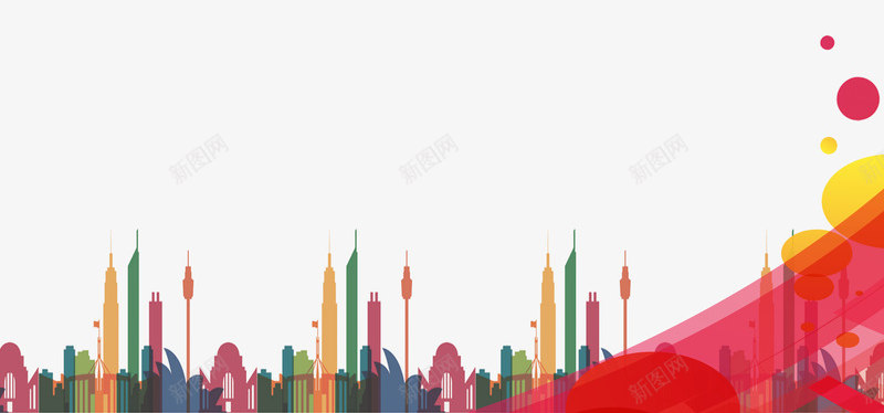 城市边框背景装饰png免抠素材_新图网 https://ixintu.com PNG 城市边框 红色 背景 装饰图案
