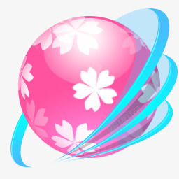 可爱日本樱花透明球体标志图标图标