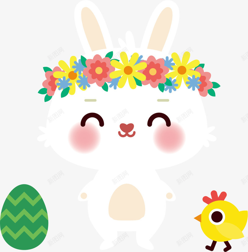 花环兔子png免抠素材_新图网 https://ixintu.com 兔子 兔子表情 兔子表情包 卡通兔子 花环 表情包
