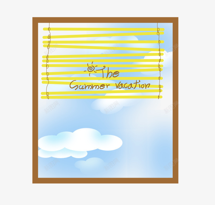卡通手绘蓝天白云百叶窗口png免抠素材_新图网 https://ixintu.com 卡通的百叶窗 平面窗口素材 手绘的蓝天 白云的风景