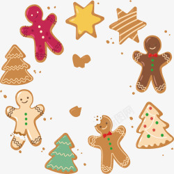 饼干小人可爱的圣诞节手工饼干矢量图高清图片