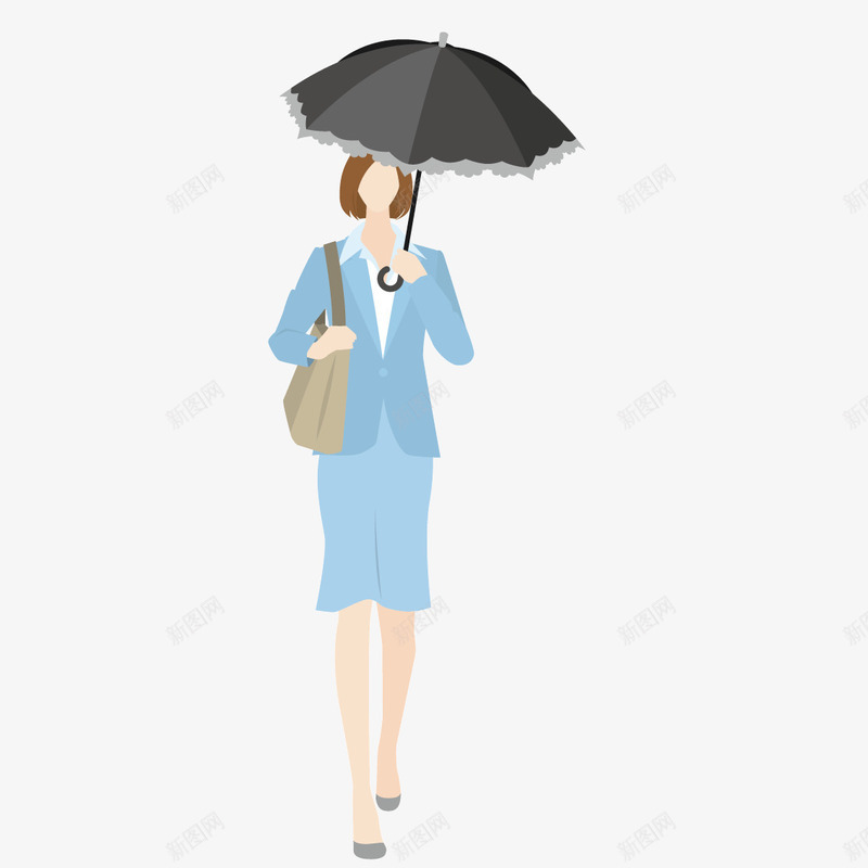 打着雨伞的美女png免抠素材_新图网 https://ixintu.com 上班路上的美女 打伞的人物免抠 打伞的人物矢量 打着伞的美女 职业女性 背包 雨伞