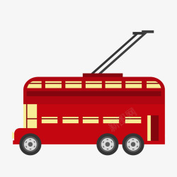 城市红色红色的电车矢量图高清图片