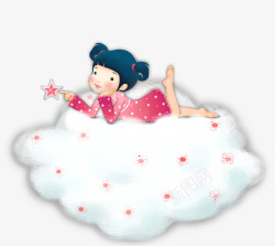卡通纸飞机上的小女孩小女孩白云上的小女孩卡通白云女孩高清图片