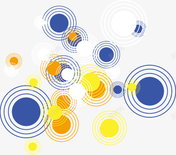 时尚黄蓝色漂浮圆点圆圈png免抠素材_新图网 https://ixintu.com 圆圈 圆点 时尚 漂浮 黄蓝色