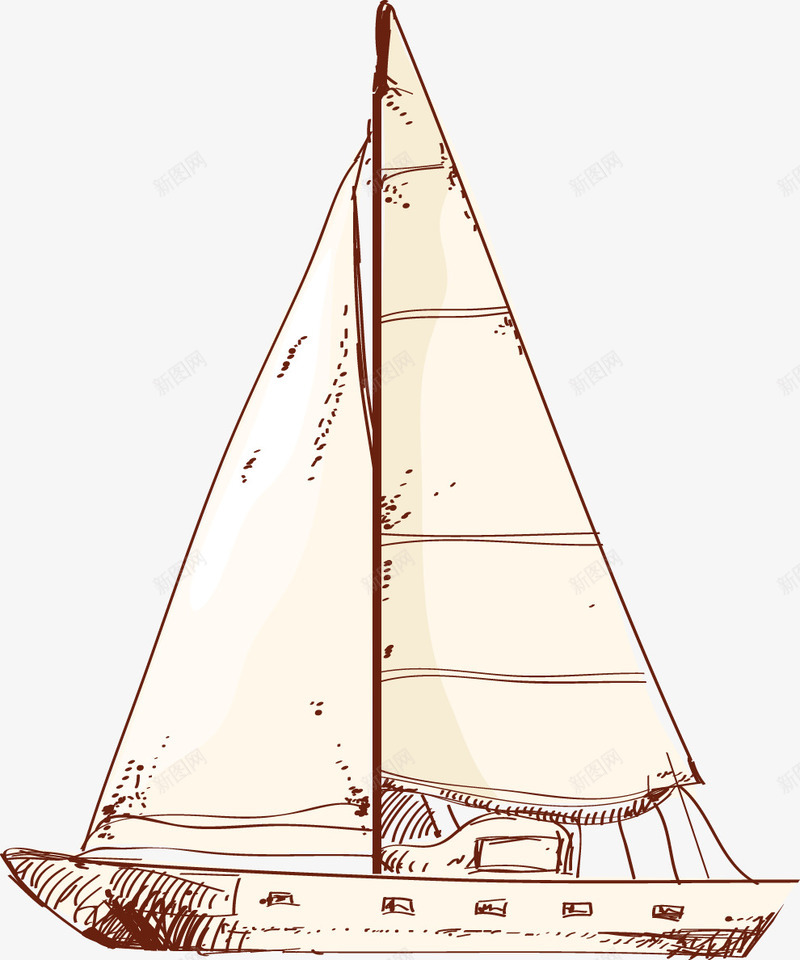 一艘船只png免抠素材_新图网 https://ixintu.com 一艘 三角 卡通 手绘 白色的 简图 船只 船帆