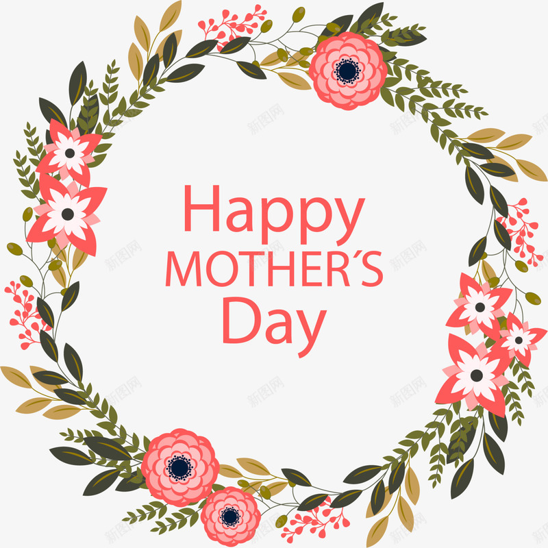 母亲节快乐花朵圆环png免抠素材_新图网 https://ixintu.com Day Happy Mothers 多彩花环 母亲节快乐 花朵圆环
