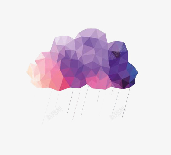 创意云朵png免抠素材_新图网 https://ixintu.com LOW POLY 下雨 云朵免扣PNG 云朵装饰 几何图形切面 彩色云朵 渐变色