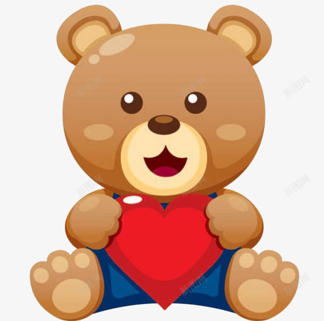 卡通小熊png免抠素材_新图网 https://ixintu.com 动物 可爱卡通 棕色小熊 爱心 红色