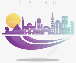 开罗渐变色埃及开罗城市矢量图高清图片