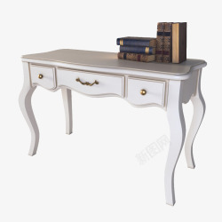 写字桌子书本白色简洁书房写字桌高清图片