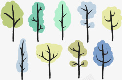 简洁卡通彩色灌木丛素材