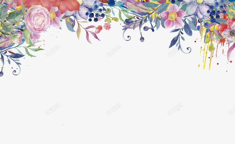 花卉植物底纹png免抠素材_新图网 https://ixintu.com 手绘植物 手绘花卉 花朵 边框装饰