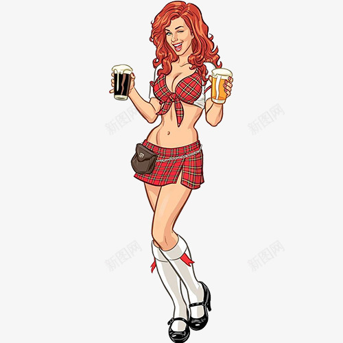 端啤酒的女人png免抠素材_新图网 https://ixintu.com 啤酒 啤酒节 女人 扎啤 狂欢 美女