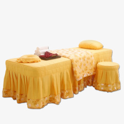 黄色皮质美容床美容床高清图片