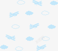 云朵和飞机背景底纹矢量图素材
