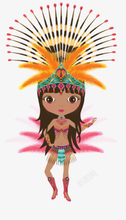 印第安美女手绘印第安人小美女高清图片