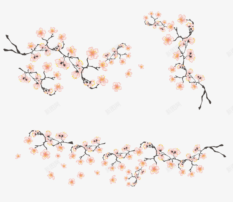 手绘樱花装饰png免抠素材_新图网 https://ixintu.com 唯美 樱花 清新