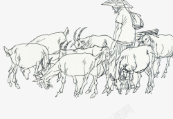 手绘羊群安然生活图标高清图片