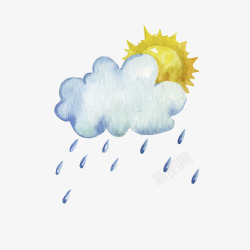 雨后的阳光手绘太阳雨矢量图高清图片