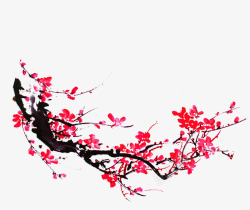 红色新年梅花树枝素材
