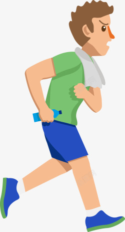 拿着水瓶马拉松慢跑的男人高清图片