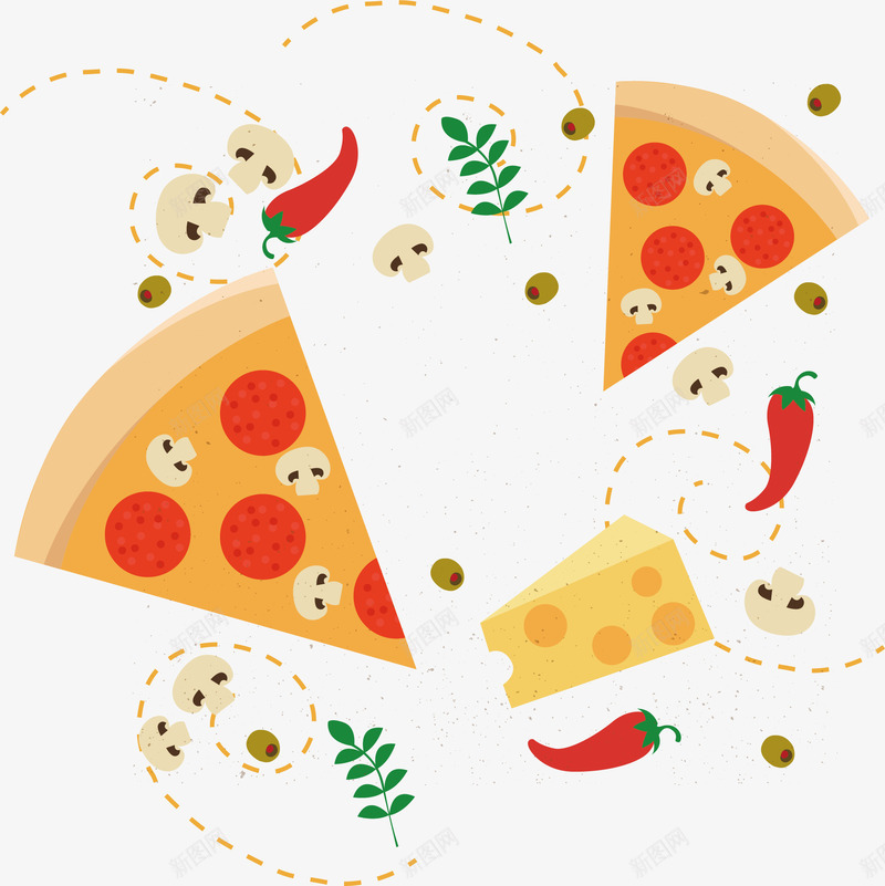 水彩披萨食物png免抠素材_新图网 https://ixintu.com 三角形 创意 卡通手绘 叶子 披萨 美食 食物