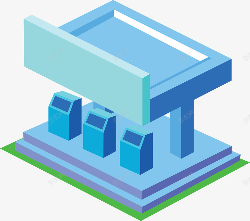 城市加油站png免抠素材_新图网 https://ixintu.com 加油站 城市 房子素材 素材 装饰素材