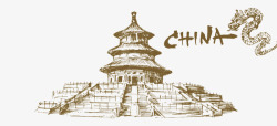 景点合集手绘中国天安门建筑旅游景点高清图片