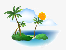 卡通小暑插图海岛椰树矢量图高清图片