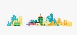 商业区元素卡通城市建筑图案高清图片