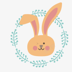 淡绿色复活节标签卡通可爱的小兔子标签矢量图高清图片