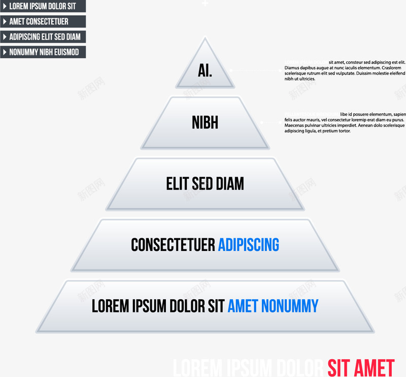 三角递进图表矢量图ai免抠素材_新图网 https://ixintu.com 递进关系图 金字塔图表 银灰色商务图表 矢量图