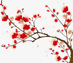 树枝横红色和白色的梅花矢量图高清图片