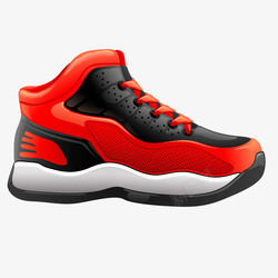 红色黑色质感篮球鞋运动鞋矢量图素材