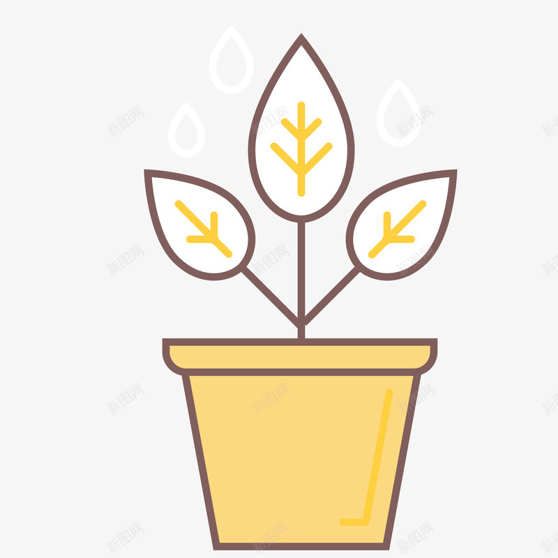 黄色花卉卡通图标矢量图ai_新图网 https://ixintu.com 卡通图标 叶子 植物 纹理 花卉 花盆 黄色 矢量图
