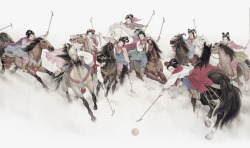 马球运动中国画马球高清图片