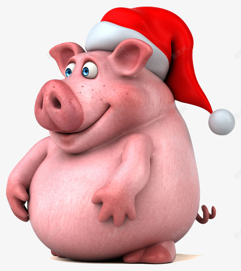 带圣诞帽的小猪png免抠素材_新图网 https://ixintu.com 圣诞 圣诞帽 圣诞猪 圣诞节