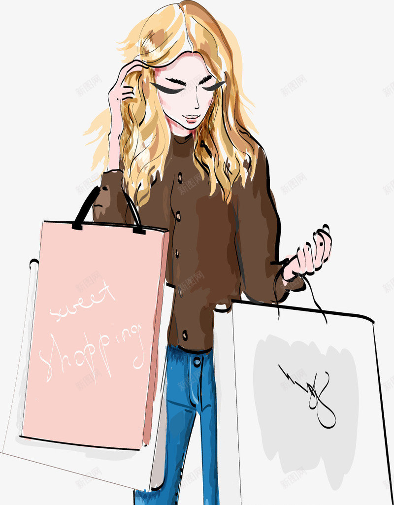 提着购物袋的漂亮美女png免抠素材_新图网 https://ixintu.com 买东西 少女 扁平化 手提东西 提着 美女 购物 购物袋