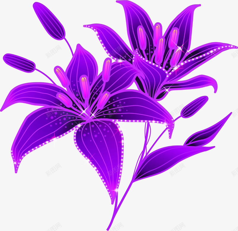 紫色卡通星光花朵png免抠素材_新图网 https://ixintu.com 卡通 星光 紫色 花朵 设计