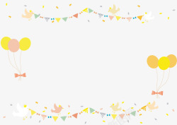 黄色节庆气球旗子框架素材