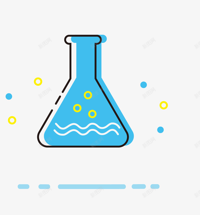 蓝色手绘的实验瓶png免抠素材_新图网 https://ixintu.com 卡通手绘 实验瓶 小圆点 彩色圆点 蓝色瓶子 装饰图
