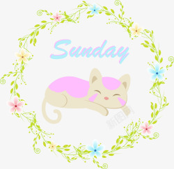 周一至周日小懒猫标题框高清图片