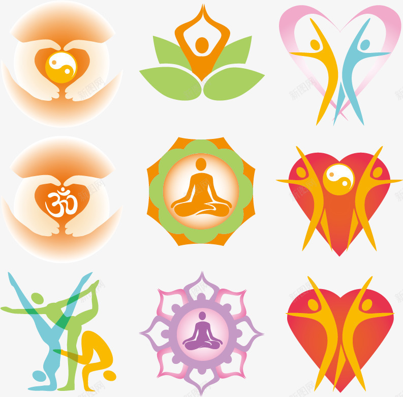 瑜伽logo图标png_新图网 https://ixintu.com 体操 健美 健身 打坐 标志 标识标志图标 瑜伽 运动