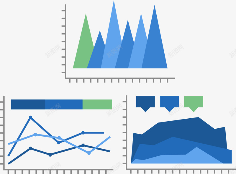 信息对比数据图表png免抠素材_新图网 https://ixintu.com 三角面积图 对比 对话框 折线图 数据信息 数据图表 面积图