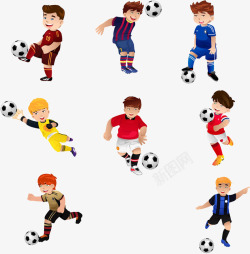 卡通儿童足球运动员漫画素材